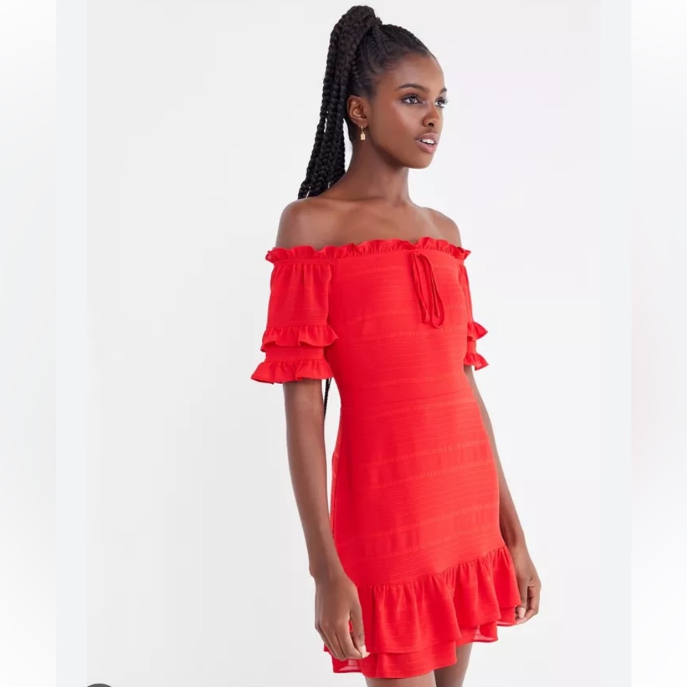 Lost + Wander Scorpion Red Off The Shoulder Mini Dress